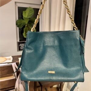 Viola Castellani Leather Shoulder Bag with Gold Chain